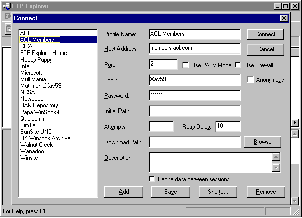 Exemple de tranfert pour AOL
